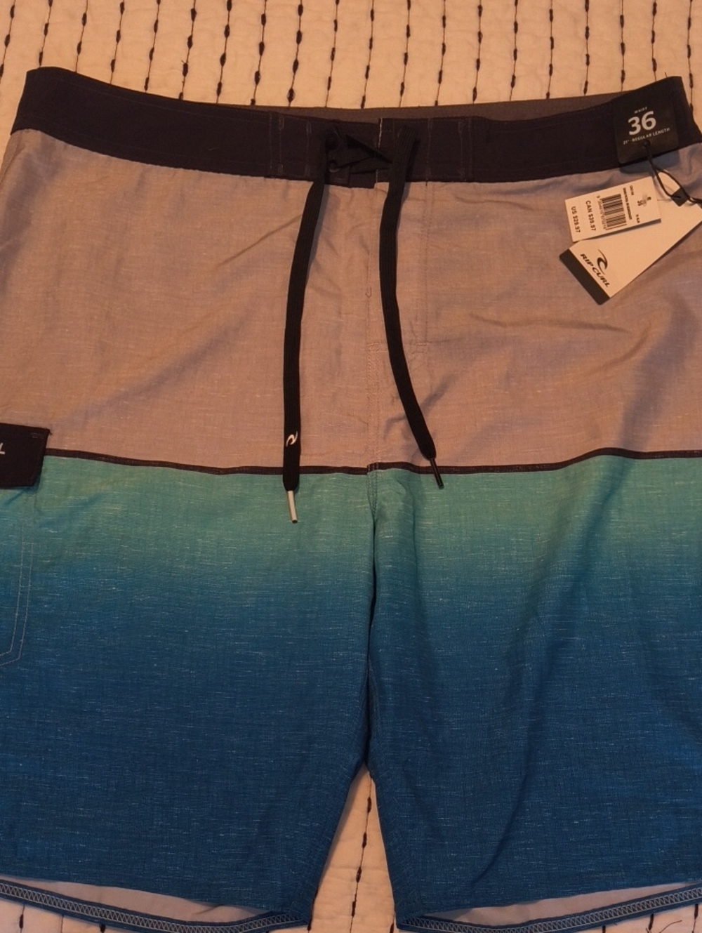 Rip Curl Gradient Teal to Deep Blue Swim Shorts with Grey Waist